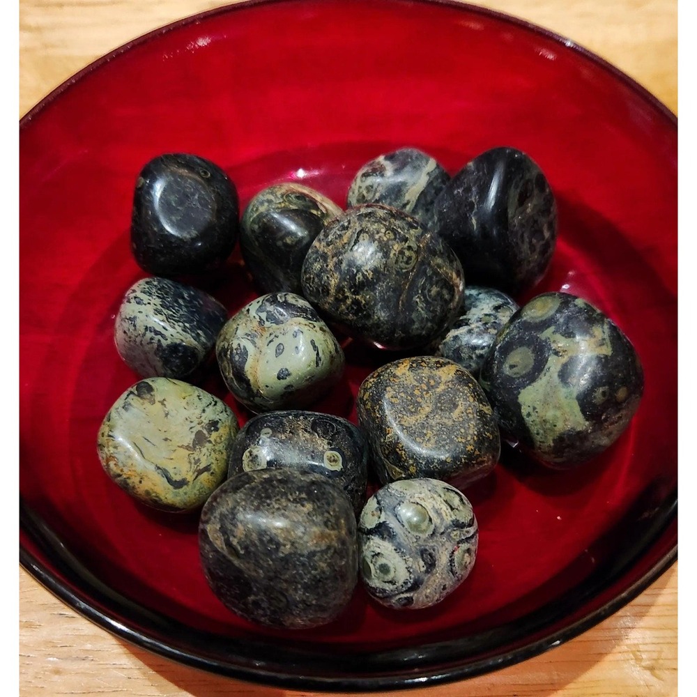 Kambaba JasperTumbled Stones, Crocodile, Green Stromatolite Jasper